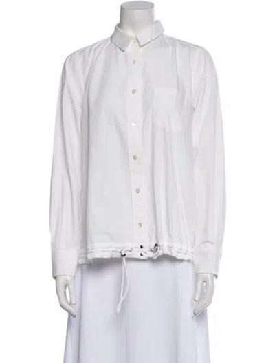 Pre-owned Sacai Luck Long Sleeve Button-up Top In White