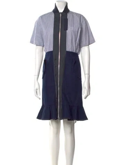 Pre-owned Sacai Luck Mock Neck Knee-length Dress In Blue