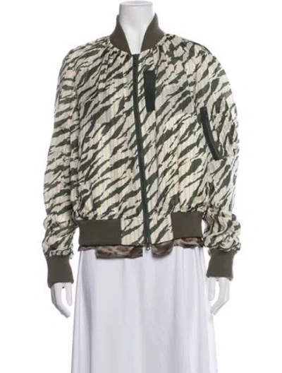Pre-owned Sacai Luck Patterned Bomber Jacket In Green