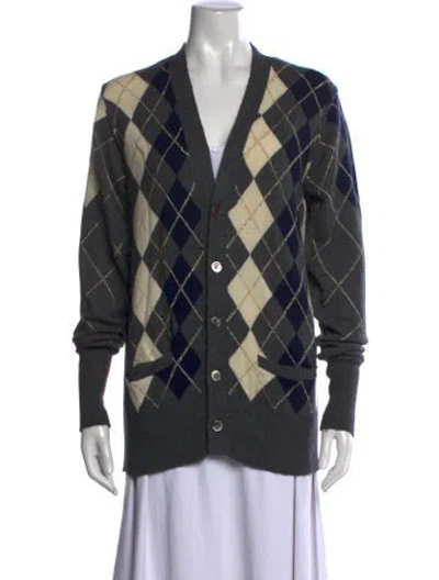 Pre-owned Sacai Luck Plaid Print V-neck Sweater In Multicolor