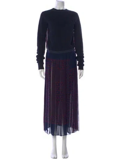 Pre-owned Sacai Luck Printed Long Dress In Blue