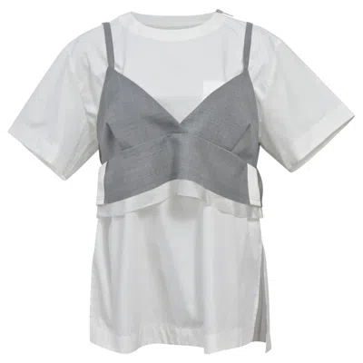 Sacai Luck Sacai Bustier Layered T-shirt In White And Grey Polyester