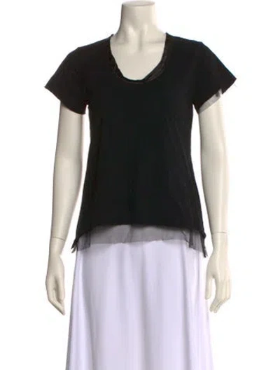 Pre-owned Sacai Luck Scoop Neck Short Sleeve T-shirt In Black