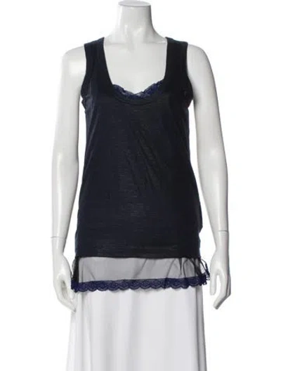 Pre-owned Sacai Luck Scoop Neck Sleeveless Top In Blue