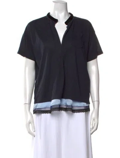 Pre-owned Sacai Luck Short Sleeve Top In Black