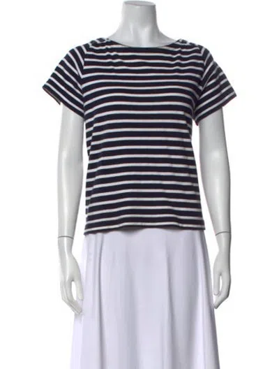 Pre-owned Sacai Luck Striped Bateau Neckline T-shirt In Blue