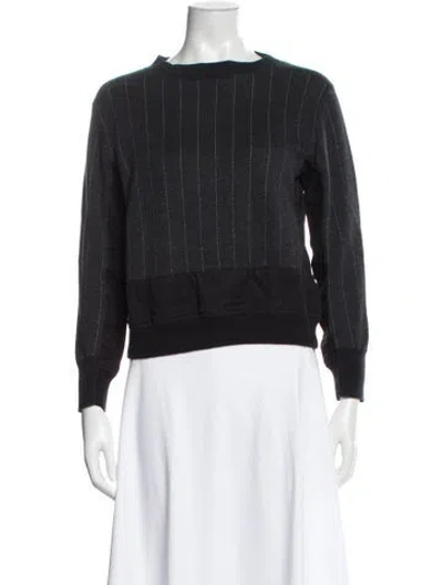 Pre-owned Sacai Luck Striped Crew Neck Sweatshirt In Gray