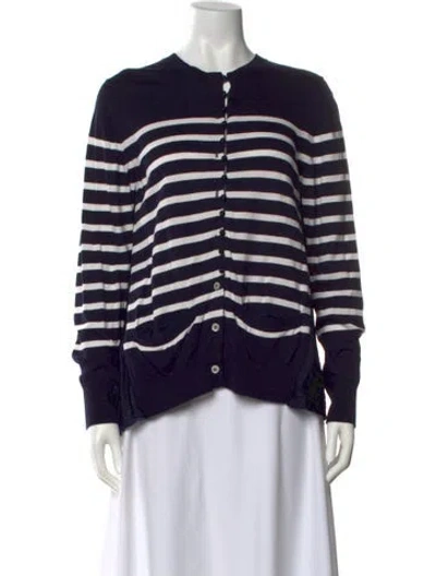 Pre-owned Sacai Luck Striped Crew Neck Top In Blue