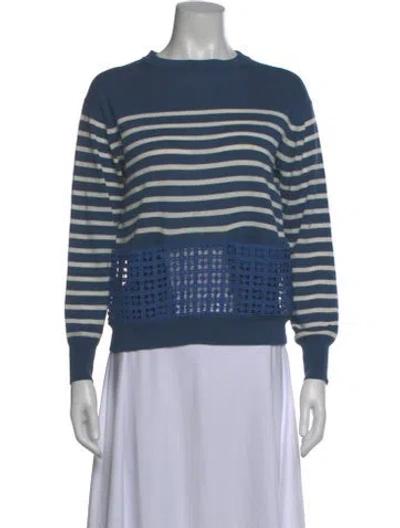 Pre-owned Sacai Luck Striped Crew Neck Top In Blue