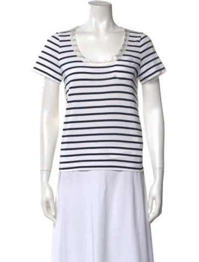 Pre-owned Sacai Luck Striped Crew Neck T-shirt In White