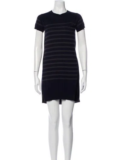 Pre-owned Sacai Luck Striped Knee-length Dress In Blue