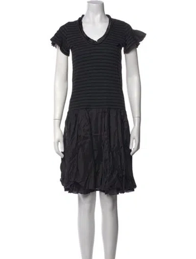 Pre-owned Sacai Luck Striped Knee-length Dress In Grey