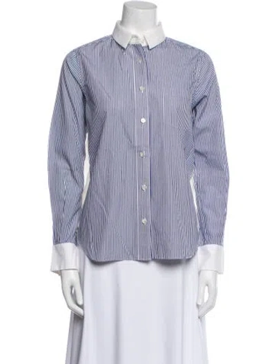 Pre-owned Sacai Luck Striped Long Sleeve Button-up Top In Blue