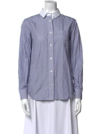 Pre-owned Sacai Luck Striped Long Sleeve Button-up Top In Blue