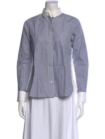 Pre-owned Sacai Luck Striped Long Sleeve Button-up Top In Blue