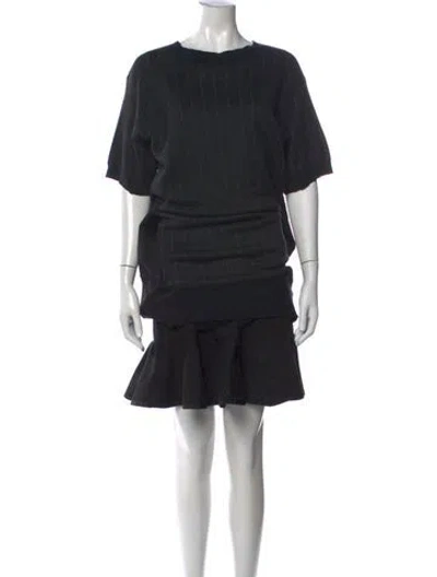 Pre-owned Sacai Luck Striped Mini Dress In Black