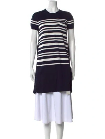 Pre-owned Sacai Luck Striped Mini Dress In Blue