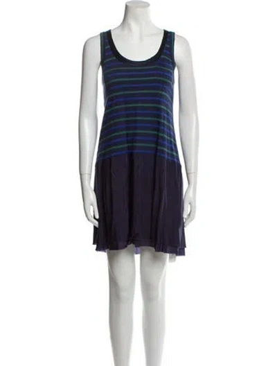 Pre-owned Sacai Luck Striped Mini Dress In Blue