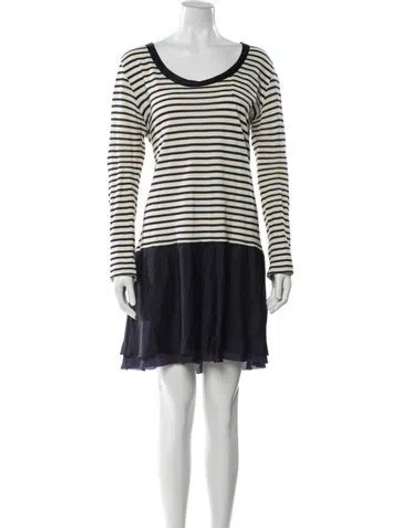 Pre-owned Sacai Luck Striped Mini Dress In Blue