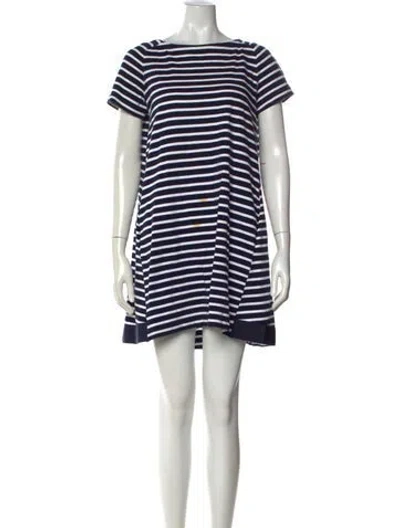 Pre-owned Sacai Luck Striped Mini Dress In Blue