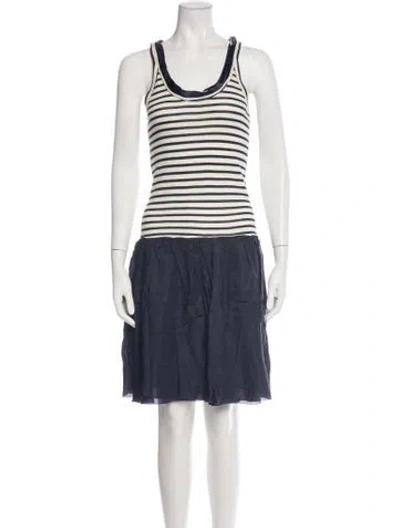 Pre-owned Sacai Luck Striped Mini Dress In Blue