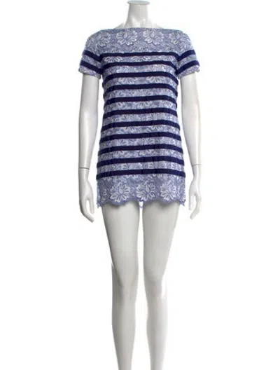 Pre-owned Sacai Luck Striped Mini Dress In Blue