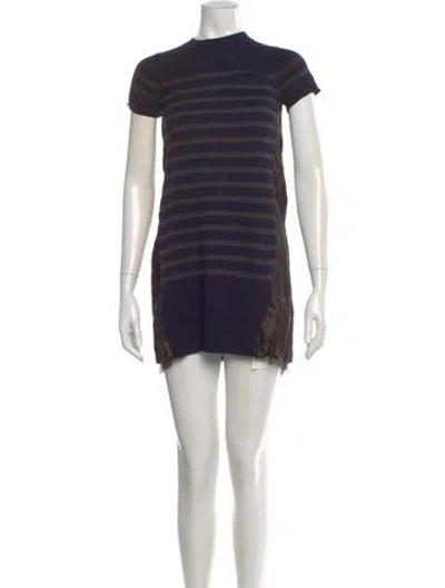 Pre-owned Sacai Luck Striped Mini Dress In Multi