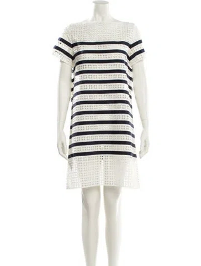 Pre-owned Sacai Luck Striped Mini Dress In Neutral