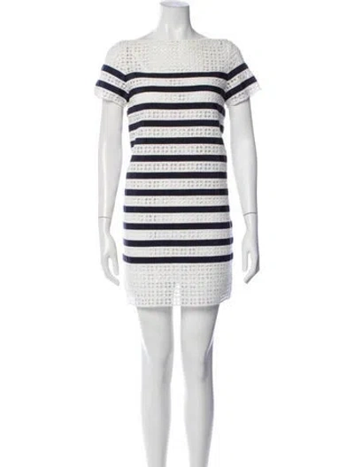Pre-owned Sacai Luck Striped Mini Dress In White