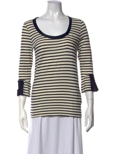 Pre-owned Sacai Luck Striped Scoop Neck Top In Blue