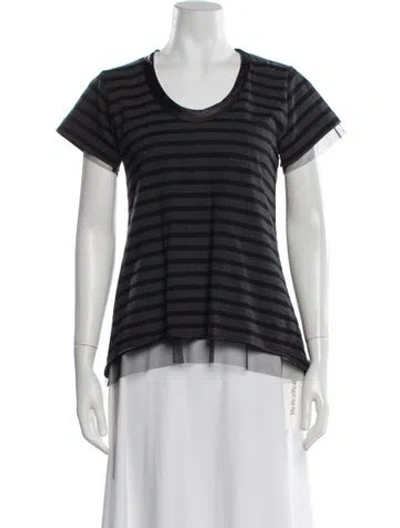 Pre-owned Sacai Luck Striped Scoop Neck T-shirt In Blue
