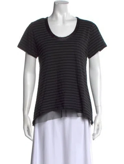 Pre-owned Sacai Luck Striped Scoop Neck T-shirt In Gray