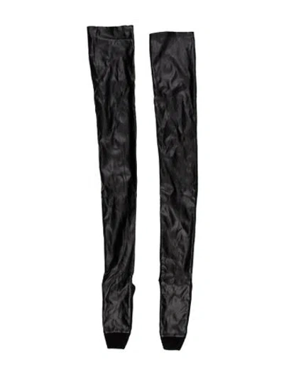 Pre-owned Sacai Luck Thigh High Leather Socks In Black