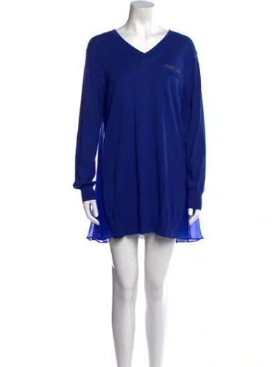 Pre-owned Sacai Luck V-neck Sweater In Blue