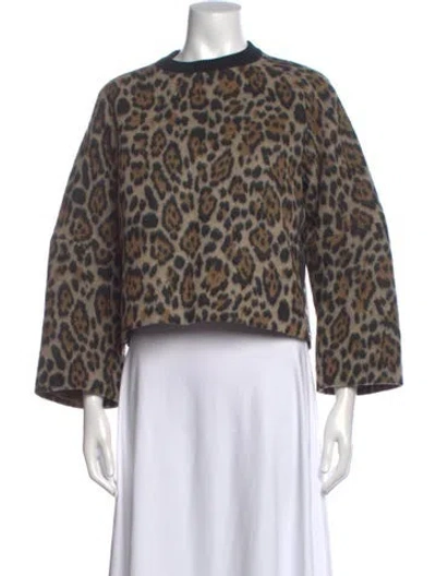 Pre-owned Sacai Luck Wool Animal Print Top In Neutrals