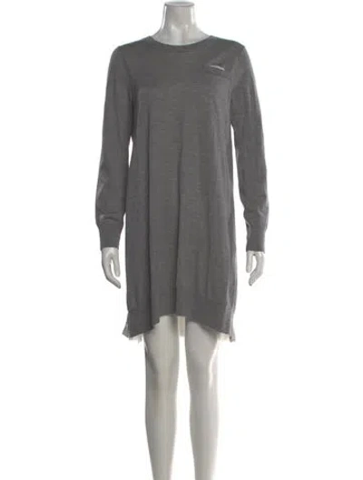 Pre-owned Sacai Luck Wool Mini Dress In Gray