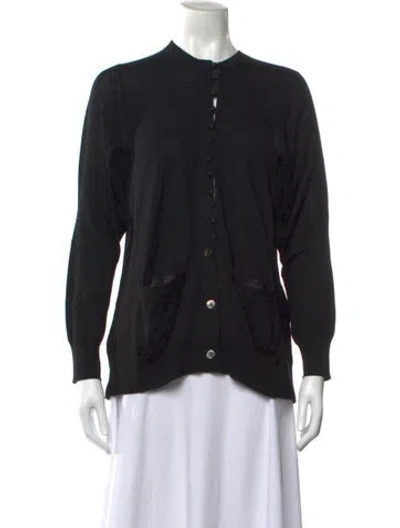 Pre-owned Sacai Luck Wool Open Front Sweater In Black