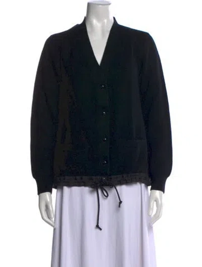 Pre-owned Sacai Luck Wool V-neck Sweater In Black