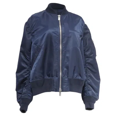 Sacai Ma-1 Shell Bomber Jacket In Navy Blue Nylon