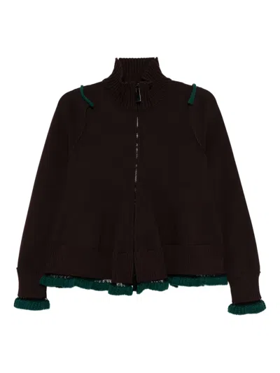 Sacai Maglia Cardigans In Brown