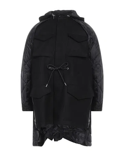 Sacai Man Coat Black Size 2 Nylon, Cotton, Wool, Cow Leather