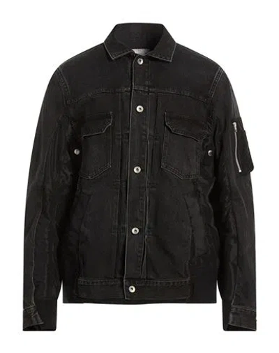 Sacai Man Denim Outerwear Black Size 3 Cotton, Nylon, Polyester, Polyurethane
