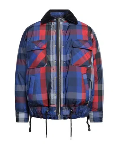 Sacai Man Jacket Bright Blue Size 2 Polyester, Cotton, Nylon In Blue