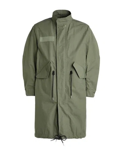 Sacai Man Overcoat & Trench Coat Green Size 1 Cotton, Nylon