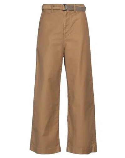 Sacai Man Pants Camel Size 2 Cotton In Beige