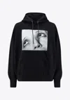Sacai Man Ray Graphic Print Hooded Sweatshirt In Black