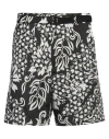 Sacai Floral-print Belted Shorts In Black