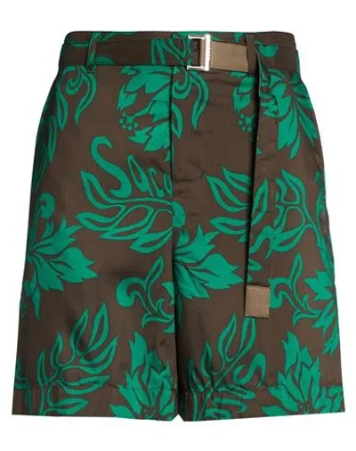Sacai Man Shorts & Bermuda Shorts Dark Brown Size 2 Polyester In Multi