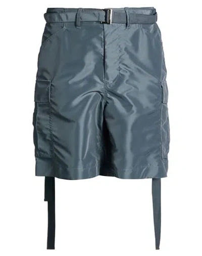 Sacai Man Shorts & Bermuda Shorts Slate Blue Size 4 Nylon