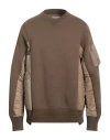 Sacai Man Sweatshirt Khaki Size 2 Cotton, Polyester In Beige